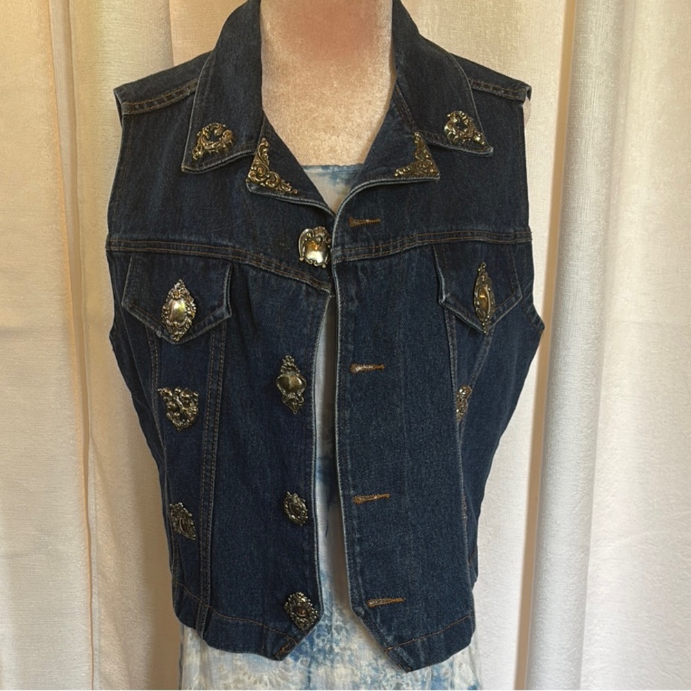 Embellished Denim Vest